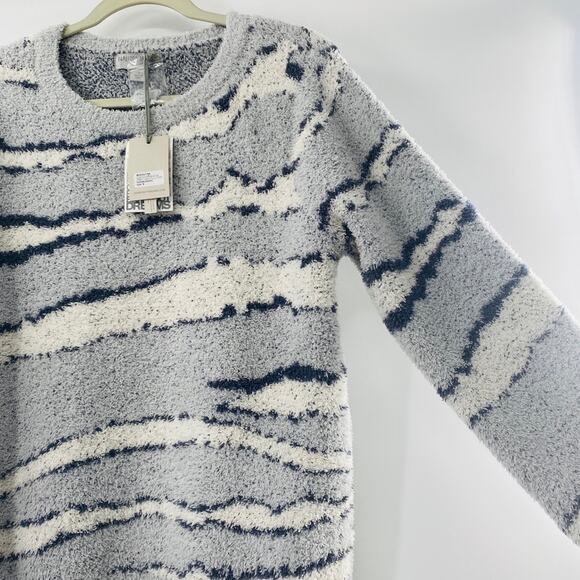 NEW Barefoot Dreams Ocean Zebra CozyChic Seaside CrewNeck Pullover Sweater Small - Picture 8 of 14